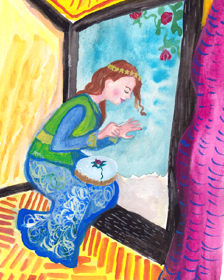 Picture of queen sitting beside window